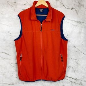 L.L. Bean Men Fleece Polartec Orange Vest Sz XL